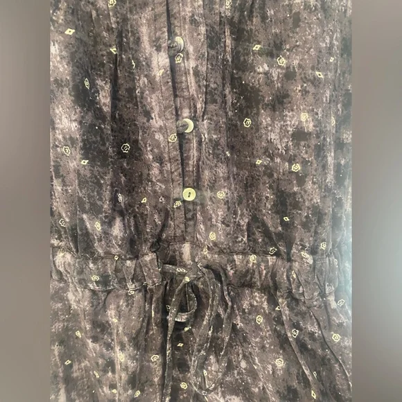 American Eagle Outfitters XS Black / Brown Marbled Romper 3/4 Sleeve - Picture 4 of 10